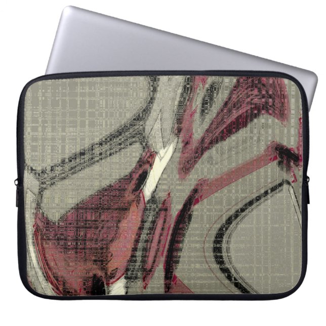 Housse Pour Ordinateur Portable L'art Abstrait gris et rouge (Devant)