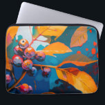 Housse Pour Ordinateur Portable L'automne laisse de l'huile peinte. feuillage d'au<br><div class="desc">Feuilles d'automne et manche d'ordinateur portable de canneberge. Abstrait moderne automne nature huile peinte art dans les couleurs bleu jaune orangé.</div>