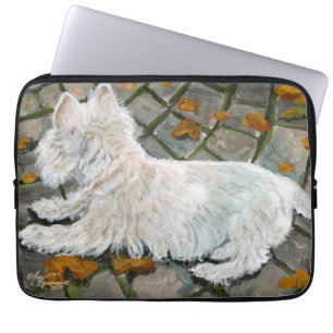 Housse Pour Ordinateur Portable L'automne laisse Westie sur Patio