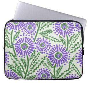 Housse Pour Ordinateur Portable Lavande Vert Et Blanc Bloc Imprimante Fleur
