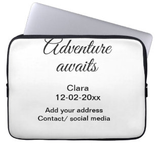 Housse Pour Ordinateur Portable L'aventure commence ajouter nom date année lieu