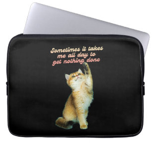 Housse Pour Ordinateur Portable Lazy Amoureux des chats Funny Cute Cat