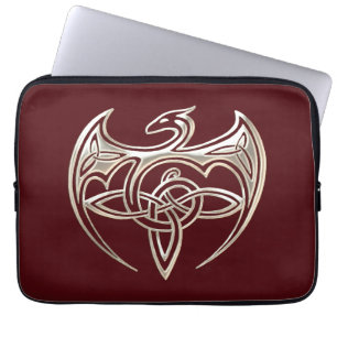 Housse Pour Ordinateur Portable Le Celtic Trine de dragon argenté et rouge noue
