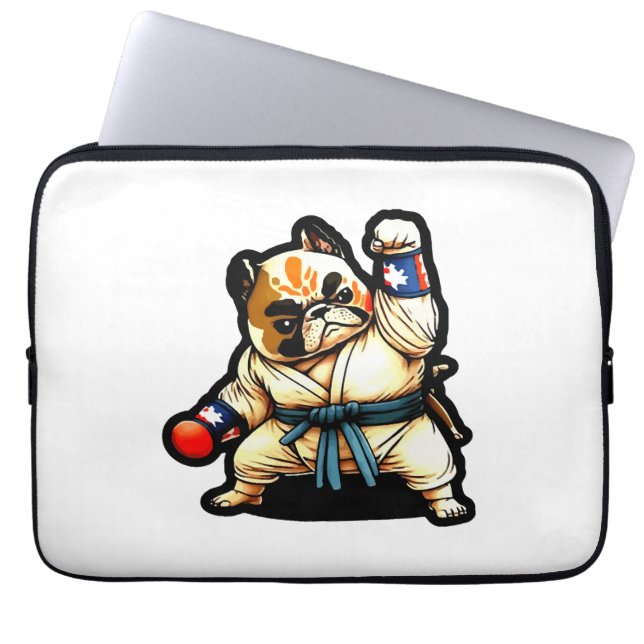 Housse Pour Ordinateur Portable le chien connaît le karaté (Devant)