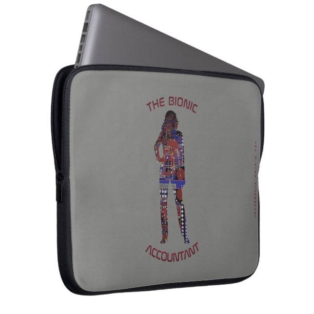 Housse Pour Ordinateur Portable "Le comptable bionique" (Devant droit)