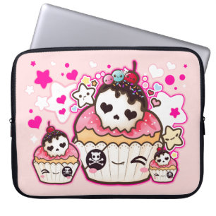 Housse Pour Ordinateur Portable Le cupcake au crâne de Kawaii avec étoiles et co