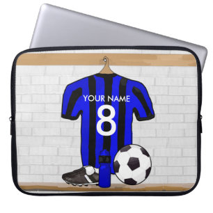 Housse Pour Ordinateur Portable Le football Jersey noir et bleu personnalisé du