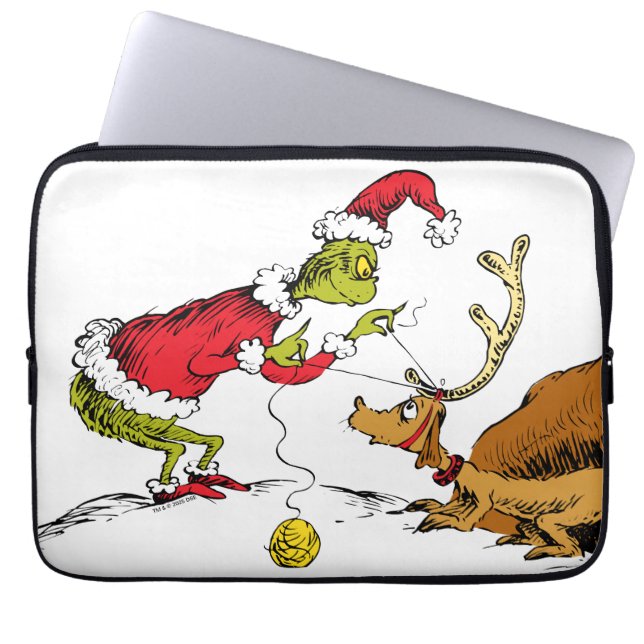 Housse Pour Ordinateur Portable Le Grinch prépare Max le renne (Devant)