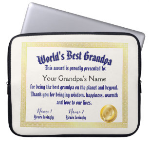 Housse Pour Ordinateur Portable Le meilleur certificat grand-père du monde Funny m