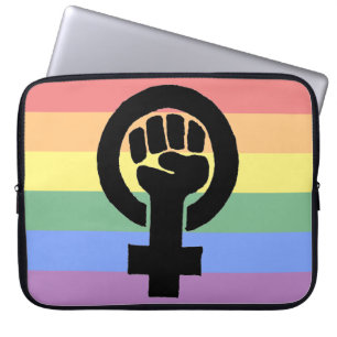 Housse Pour Ordinateur Portable Le poing féministe de fierté lesbienne s'est fan