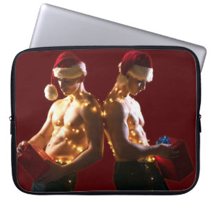 Housse Pour Ordinateur Portable Le SlipperyJoe's Noël hommes torse nu fêtes lumièr