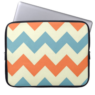 Housse Pour Ordinateur Portable Le zigzag bleu orange de chevron barre le motif de