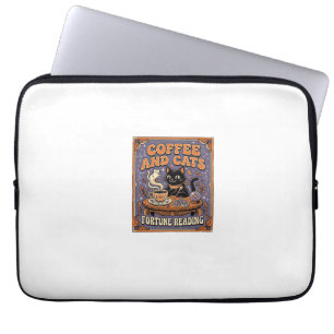Housse Pour Ordinateur Portable Lecture de la Chance Café et Chats Feuilles de Thé