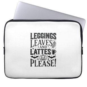 Housse Pour Ordinateur Portable Leggings Feuilles Lattés Halloween Automne Café Cr