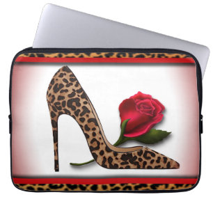 Housse Pour Ordinateur Portable Léopard à talon rouge