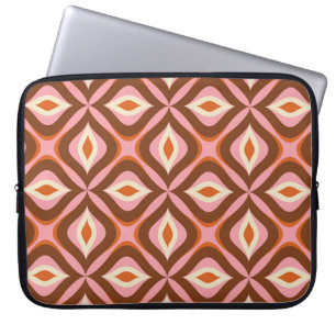 Housse Pour Ordinateur Portable les années 70 Retro Motif sans Seamless en Orange,