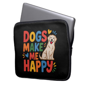 Housse Pour Ordinateur Portable Les chiens me rendent heureux Citation Inspirante