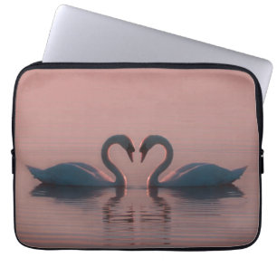 Housse Pour Ordinateur Portable Les cygnes noirs doivent être aimés Ciel rose