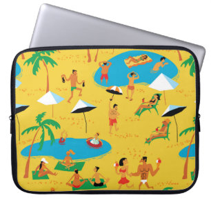 Housse Pour Ordinateur Portable Les gens de plage d'été sans couture motif. Retour