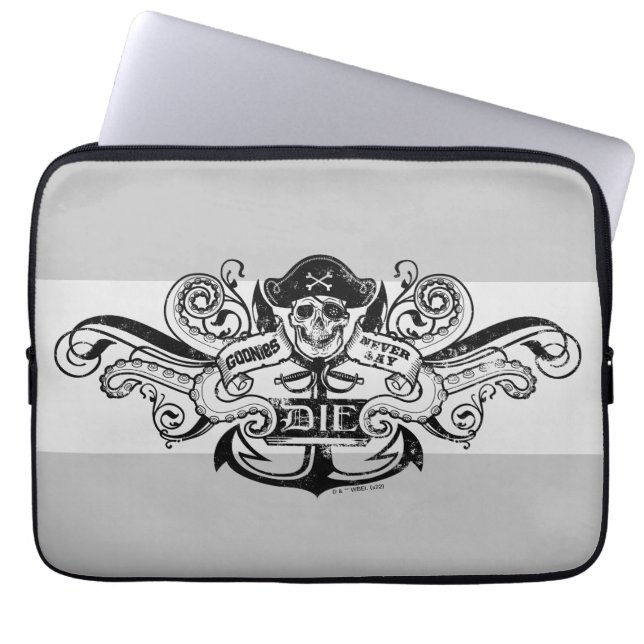 Housse Pour Ordinateur Portable Les Goonies "Never Say Die" Pirate Ancre Badge (Devant)