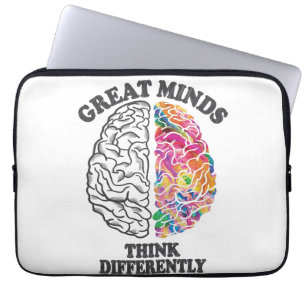 Housse Pour Ordinateur Portable Les grands esprits pensent différemment Cerveau