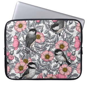 Housse Pour Ordinateur Portable Les poulets dans la nature rose, rose et gris