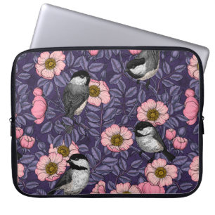 Housse Pour Ordinateur Portable Les poulets dans le rose sauvage en rose et violet