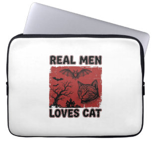 Housse Pour Ordinateur Portable Les vrais hommes aiment les chats Halloween Vintag