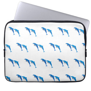 HOUSSE POUR ORDINATEUR PORTABLE L'ÉTÉ, DES DOLPHINS GRIS ET BLEU FUNNY
