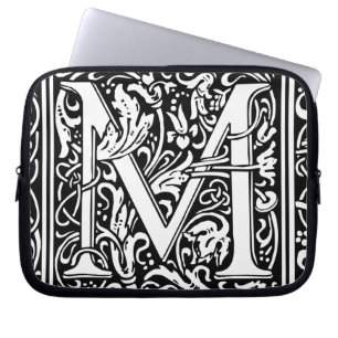 Housse Pour Ordinateur Portable Lettre M Monogramme médiéval Art Nouveau