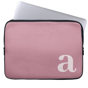 Housse Pour Ordinateur Portable Lettre Monogramme Violet Rose Minimaliste