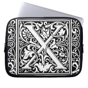 Housse Pour Ordinateur Portable Lettre X Monogramme médiéval Art Nouveau