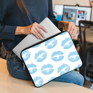 Housse Pour Ordinateur Portable Lèvres Bleues, Motif De Lèvres, Bleu, Baiser