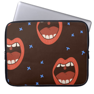 Housse Pour Ordinateur Portable Lèvres dessinées à la main : Motif mignon à la bou