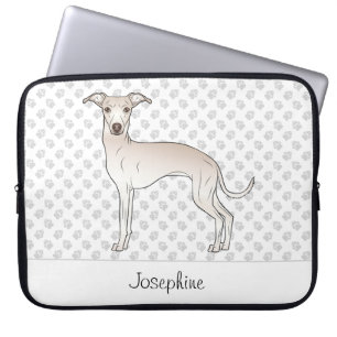 Housse Pour Ordinateur Portable Lévrier Italien Crème Chien Mignon Avec Nom Person