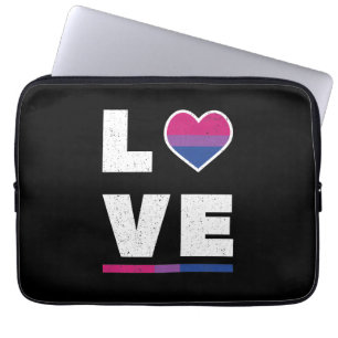 Housse Pour Ordinateur Portable LGBTQ Bisexual Fierté Drapeau Déchiré Grunge Love