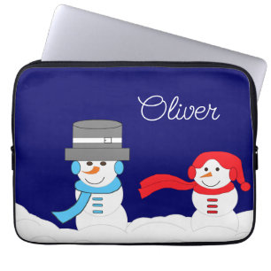 Housse Pour Ordinateur Portable L'hiver est neigeux : Bleu foncé