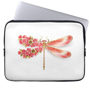 Housse Pour Ordinateur Portable libellule de fleurs avec sakura de bijoux