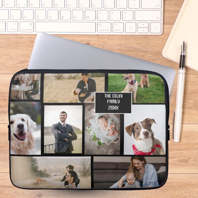 Housse Pour Ordinateur Portable Libérez vos souvenirs : Collag de 9 photos personn (Unleash Your Memories: Personalized 9-Photo Collag Laptop Sleeve)