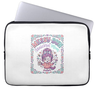 Housse Pour Ordinateur Portable Licorne Chignon Messy Maman Licorne Rétro Style Gr