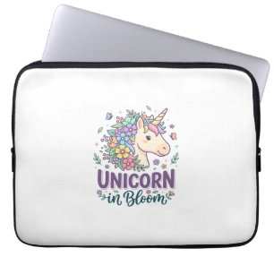 Housse Pour Ordinateur Portable Licorne en fleurs, typographie gras, impression à