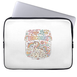 Housse Pour Ordinateur Portable Licorne Paix Amour Licornes Conception Vectorielle