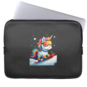 Housse Pour Ordinateur Portable Licorne sur Snowboard - Ski drôle et sports d'hive
