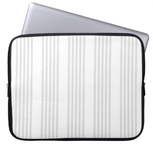 Housse Pour Ordinateur Portable Light grey and white five stripes pattern