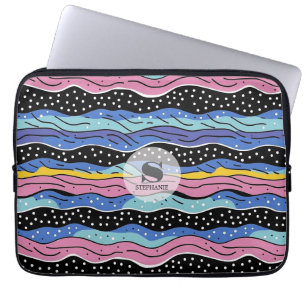 Housse Pour Ordinateur Portable Lignes Abstraites vives avec Pois