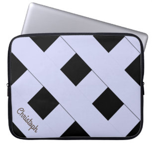 Housse Pour Ordinateur Portable Lignes bleues en pastel de croisement géométriqu
