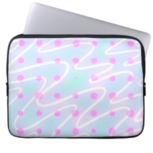 Housse Pour Ordinateur Portable Lignes de fil points bleu et magenta