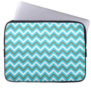 Housse Pour Ordinateur Portable Lignes Zag Brown Bleu Blanc Zig Zag Géométrique Va