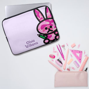 Housse Pour Ordinateur Portable Lilac Cute Camouflage Lapin Lapin Nom Personnalisé