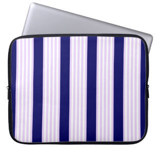 Housse Pour Ordinateur Portable Lilac et rayures blanches motif avec bleu marine